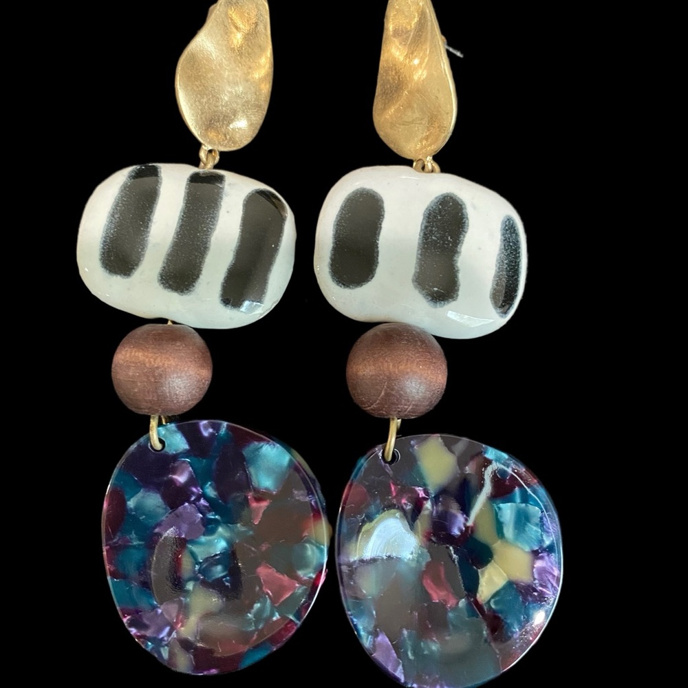 Dog drop earrings.